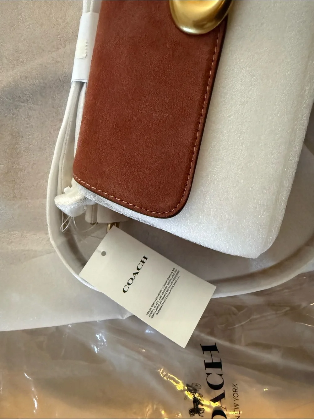 Coach Jet Suede Shoulder Bag in Brass/Clay
